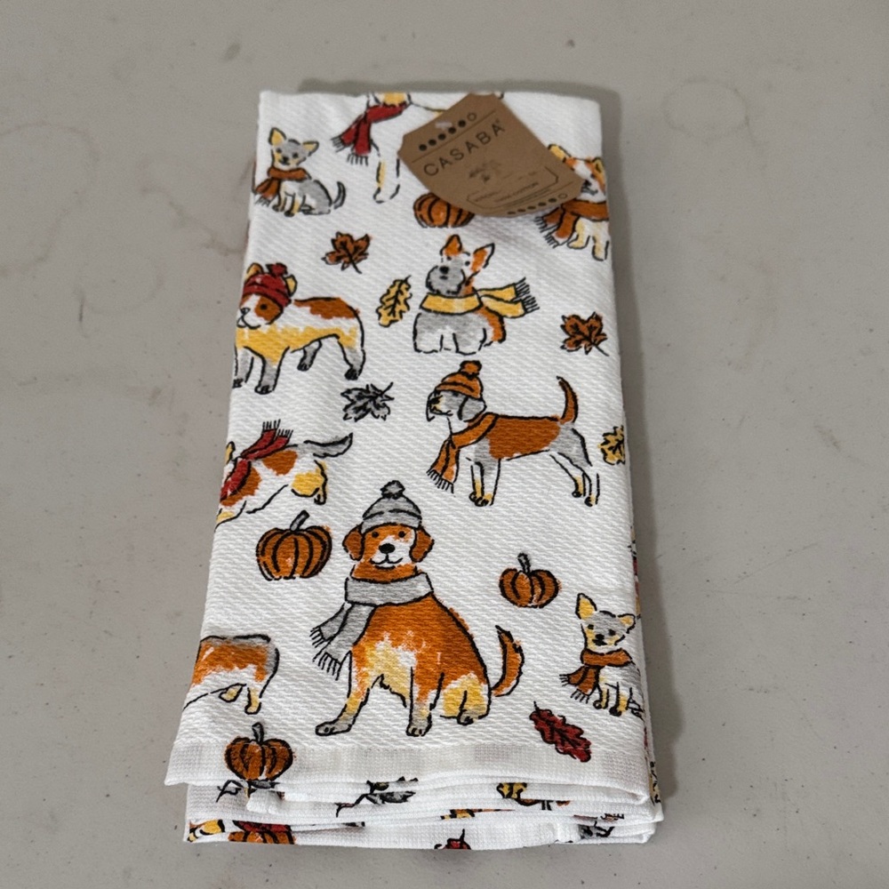Fall Seasonal Dog Themed Kitchen Towels